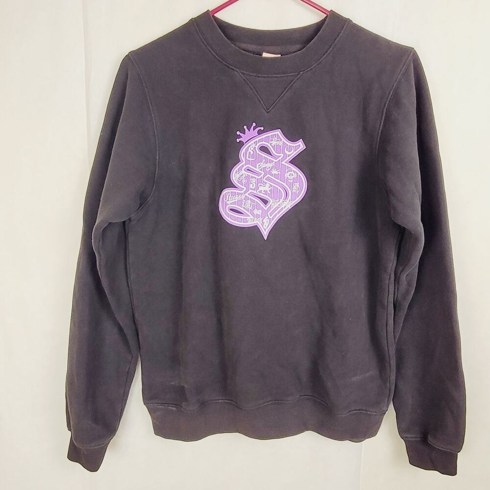 Vintage Stussy black purple archival logo crewneck Med Streetwear Skater 90s